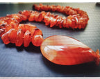 Vintage Large Carnelian Drop Necklace - Long 24" - with Sterling Silver Clasp