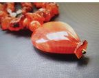 Vintage Large Carnelian Drop Necklace - Long 24" - with Sterling Silver Clasp