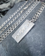 Heavy Silver INGOT PENDANT 1977 on Curb Chain Necklace - 24" Long Fully Hallmarked - 26g