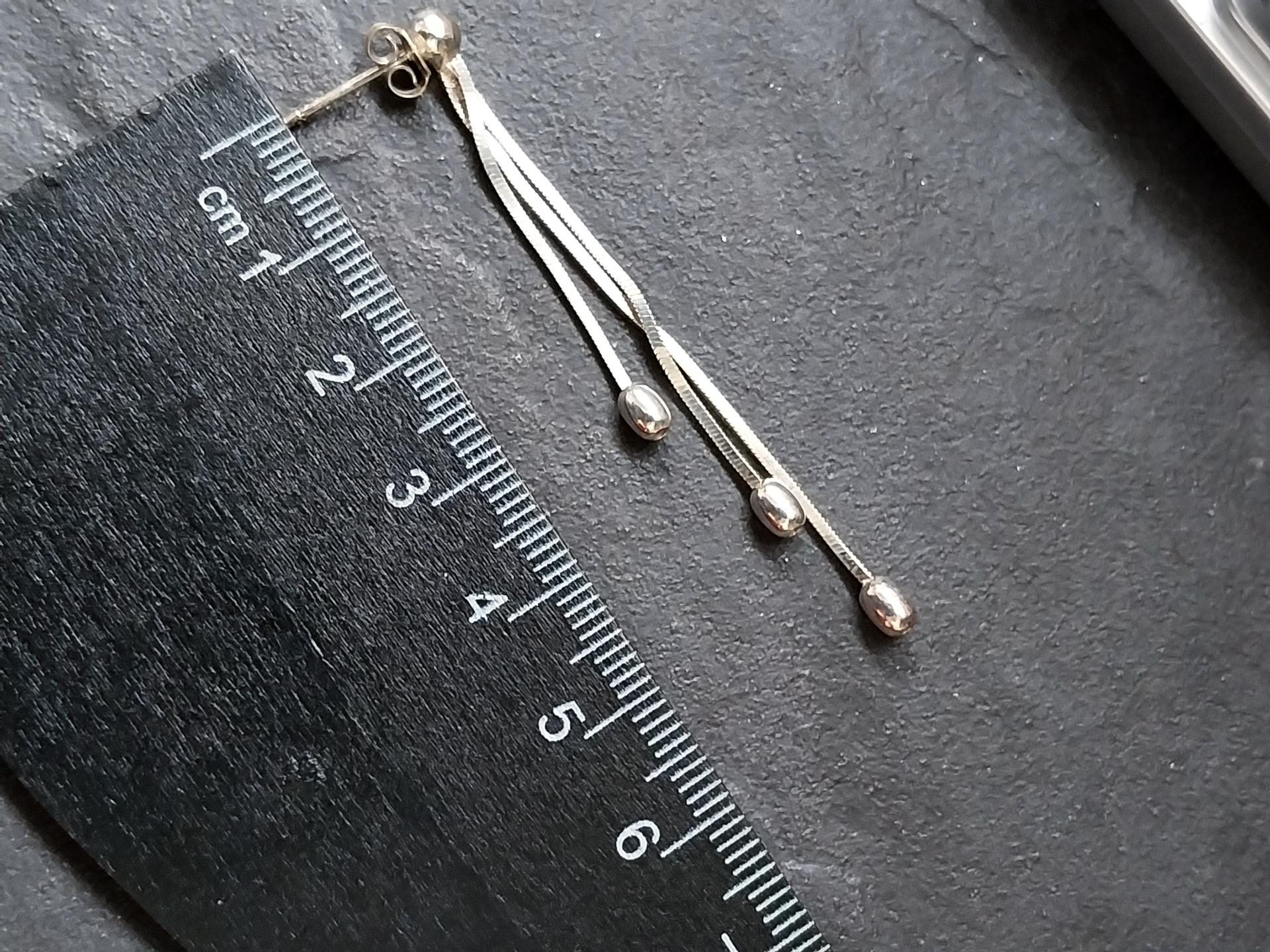 French STERLING SILVER Necklace and Matching Earrings Gift Set - Multi Strand - 10.1g