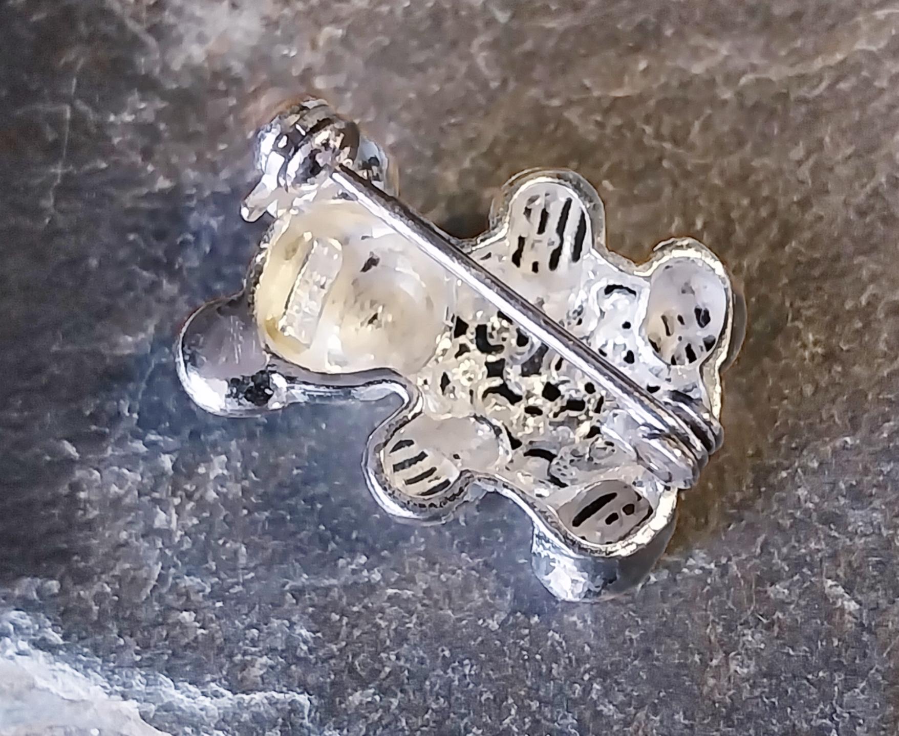 Vintage SILVER TEDDY BEAR Brooch - Sterling 3.5g