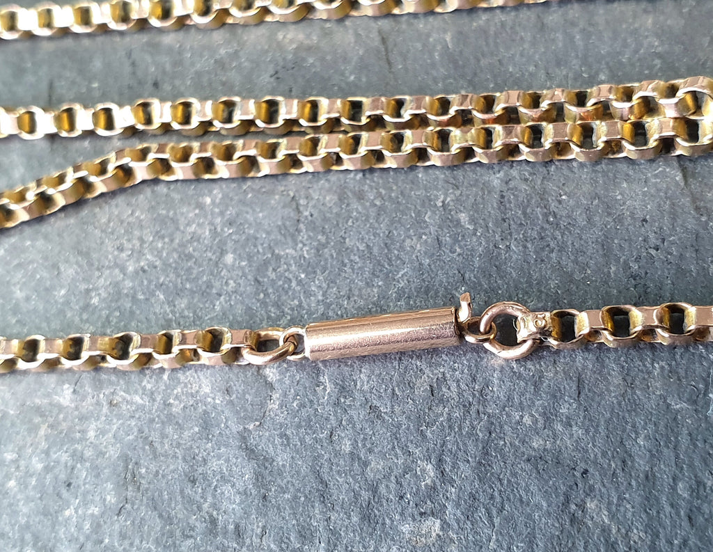 Antique Victorian 9ct GOLD ROLO BELCHER Chain Necklace with Barrel Clasp - 18" - 8.6g