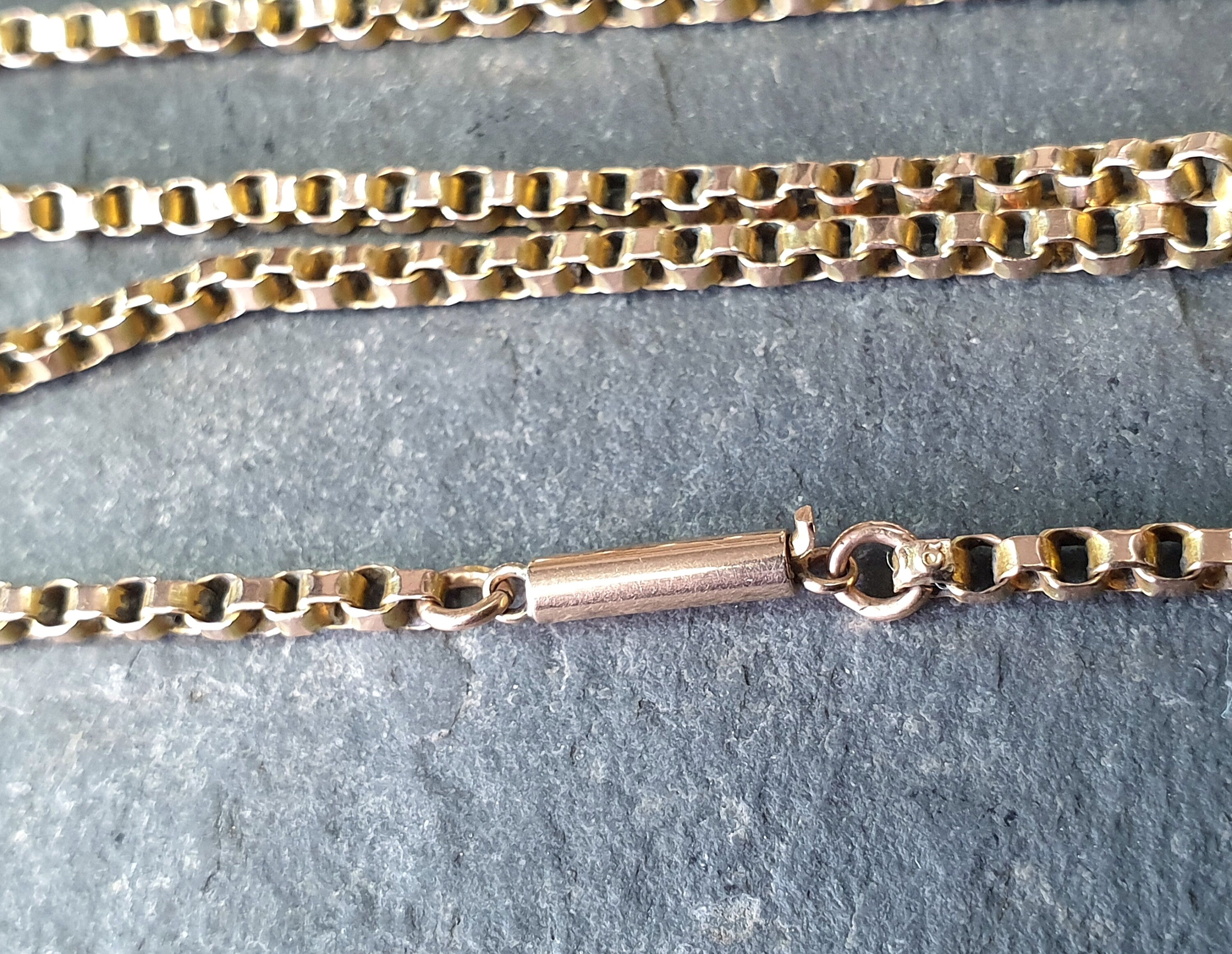 Antique Victorian 9ct GOLD ROLO BELCHER Chain Necklace with Barrel Clasp - 18" - 8.6g