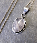 Sterling Silver White Quartz Necklace  on 16" Chain - 6.9g