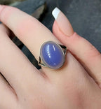 Vintage Sterling Silver Blue MOONSTONE RING - Ethereal - uk size N (6.5) - 3.6g
