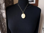 Large Vintage Gold LOCKET Necklace, Ferns - Rolled Gold with 18" Chain - 10.6g
