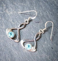 CELTIC Sterling Silver Earrings - with Blue Topaz GemStone - 4g