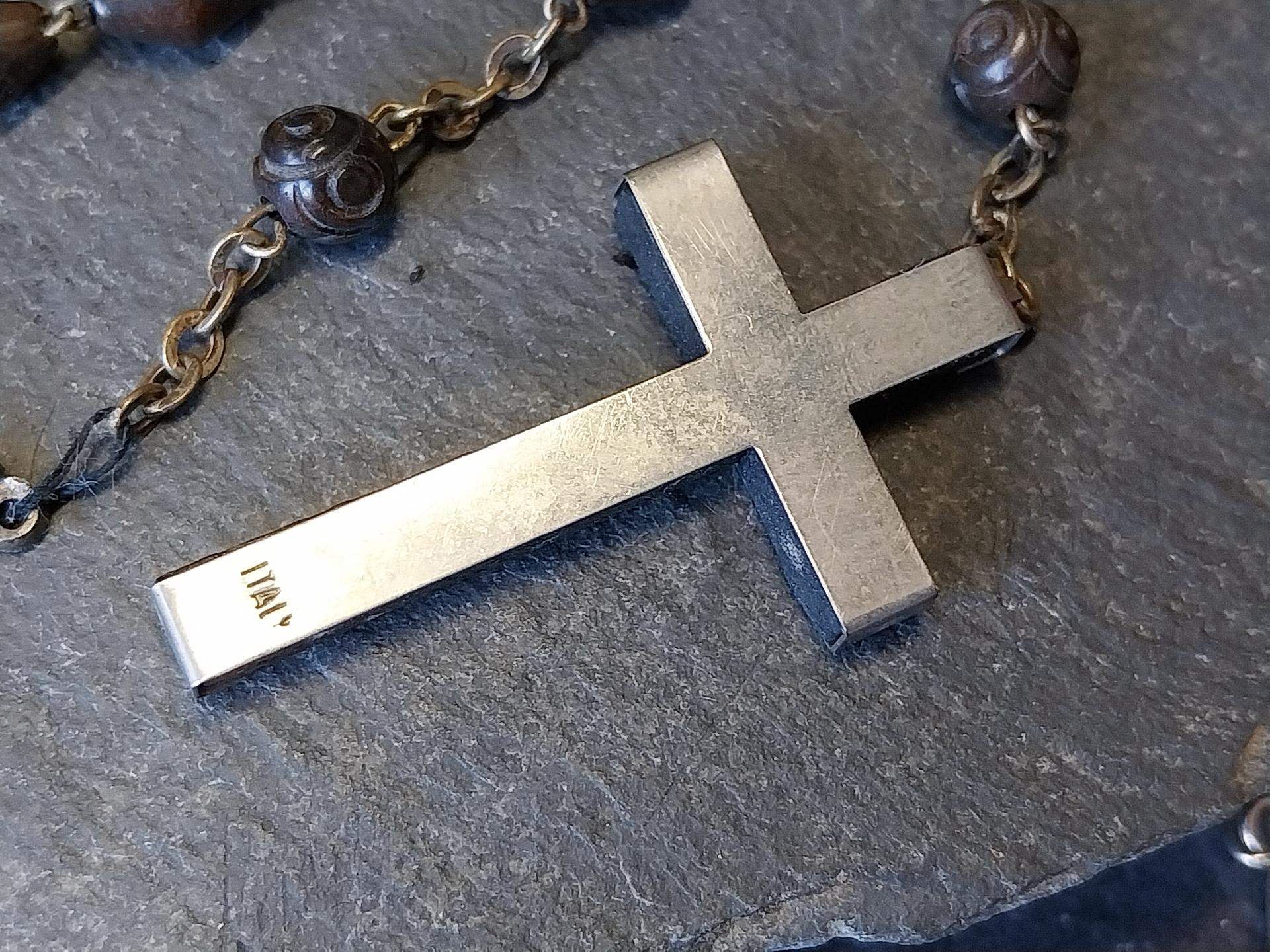 Vintage Italian Wooden ROSARY BEADS with Crucifix - 29" Necklace - 18.3g