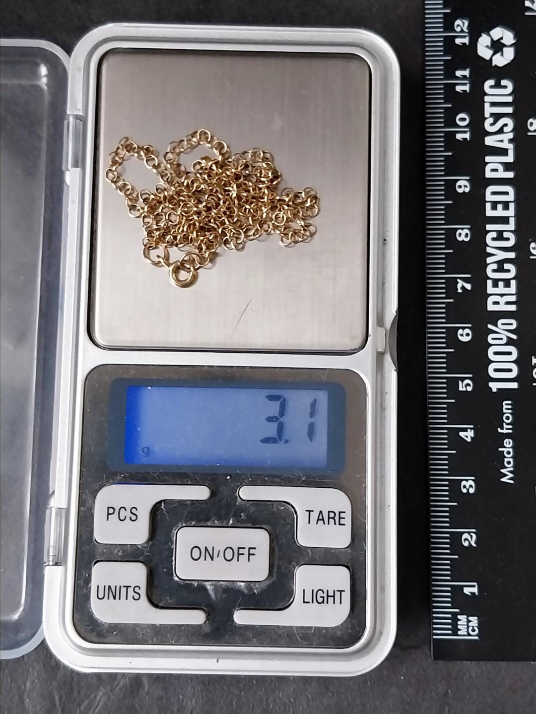 Vintage 9ct GOLD BELCHER Chain Necklace, 23" Long  Hallmarked - 3.1g