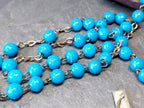 Vintage French BLUE ROSARY Beads, Old Prayer Beads and crucifix - 24" - 23g