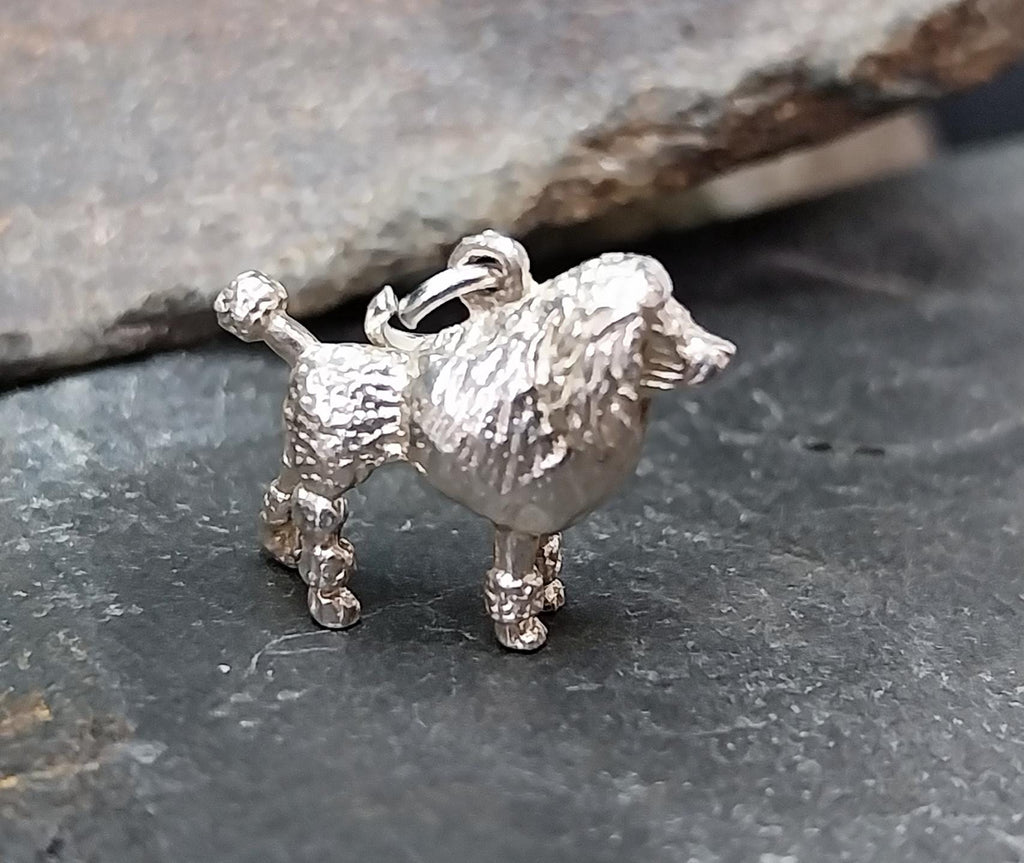 Silver Poodle Dog Charm - Vintage Bracelet Charm - 2.5g
