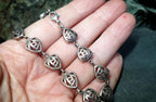 Vintage Celtic Sterling Silver Bracelet - Sea Gems Mackintosh Rose - 17.5cm - 9.5g