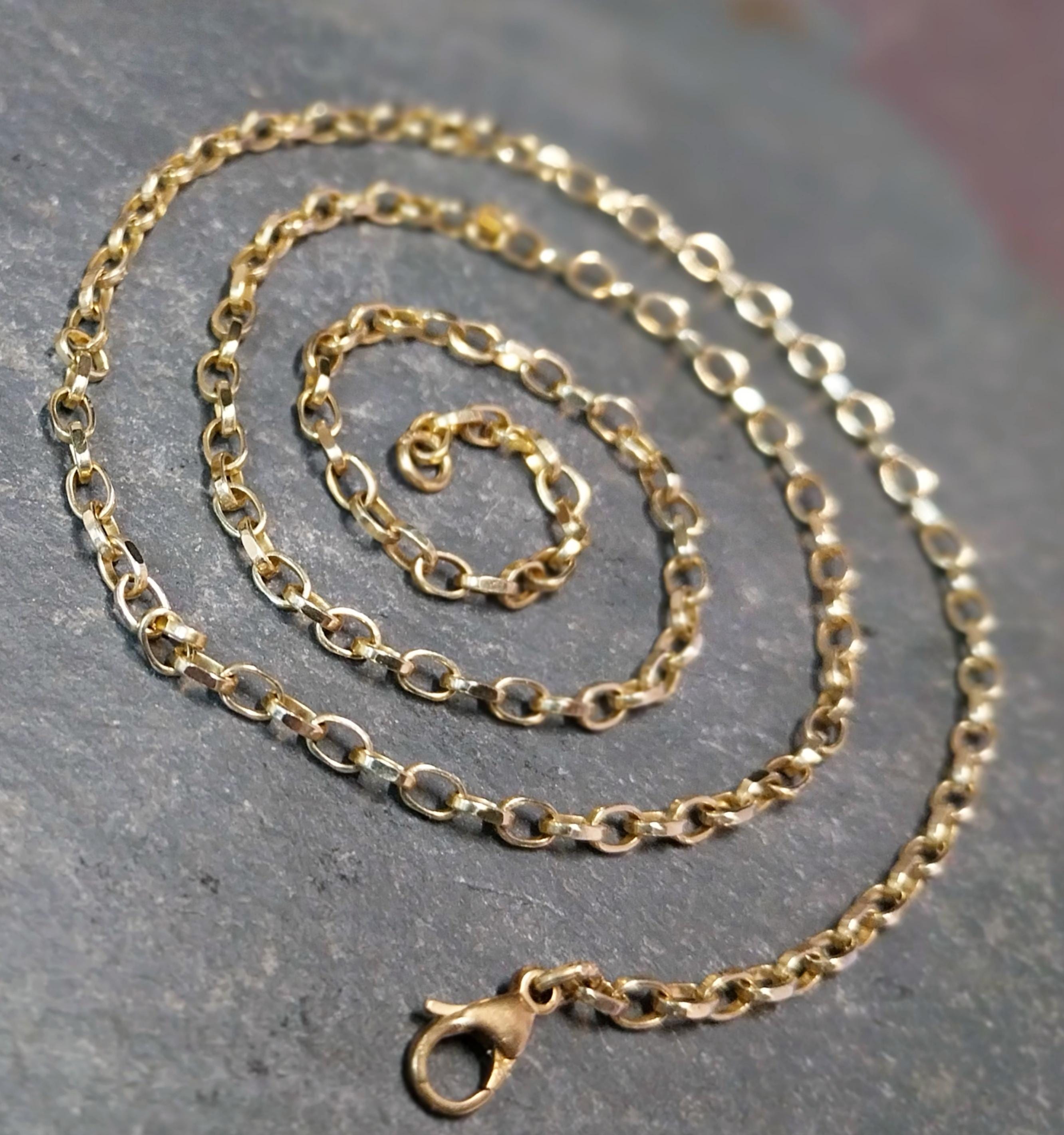 Vintage 9ct GOLD BELCHER CHAIN Necklace - 18" Long - 5g