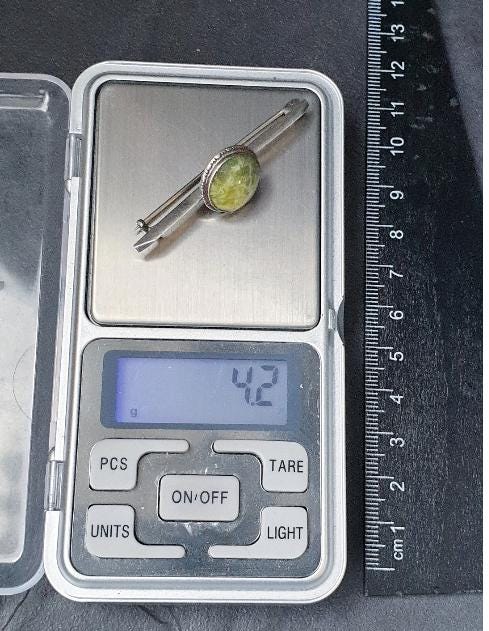 Vintage Sterling Silver Connemara Marble Brooch - Tie Pin - 4.2g