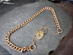 Georg Jensen 9ct Rose GOLD Bracelet & Engraved Heart Padlock Clasp c1966 - 19.4g
