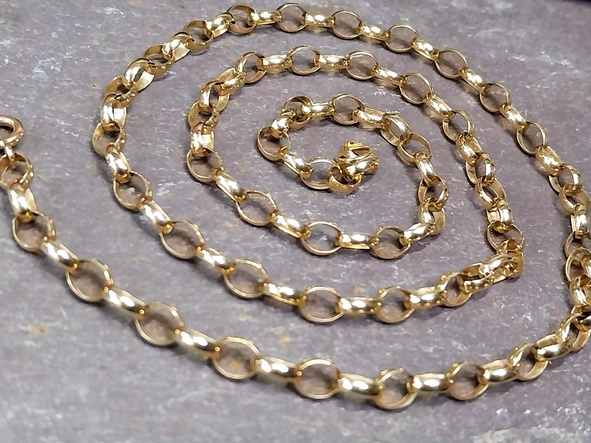 Vintage 9ct GOLD Belcher Chain Necklace, 20" Long  Hallmarked - 10.2g