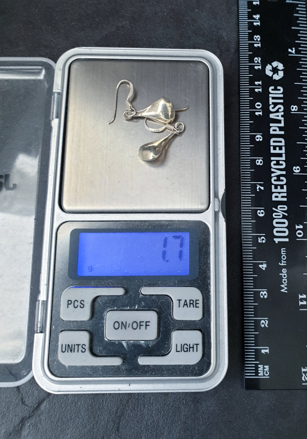 Vintage Sterling Silver Teardrop EARRINGS - Long Dangling  - 1.7g