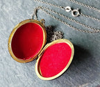 VICTORIAN Black Enamel LOCKET with Silver Cross - on 20" Chain - 15.5g