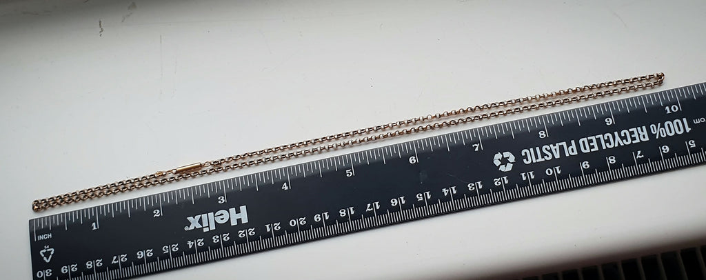 Antique 9ct ROSE GOLD BELCHER Chain Necklace with Barrel Clasp - 20" - 4.5g