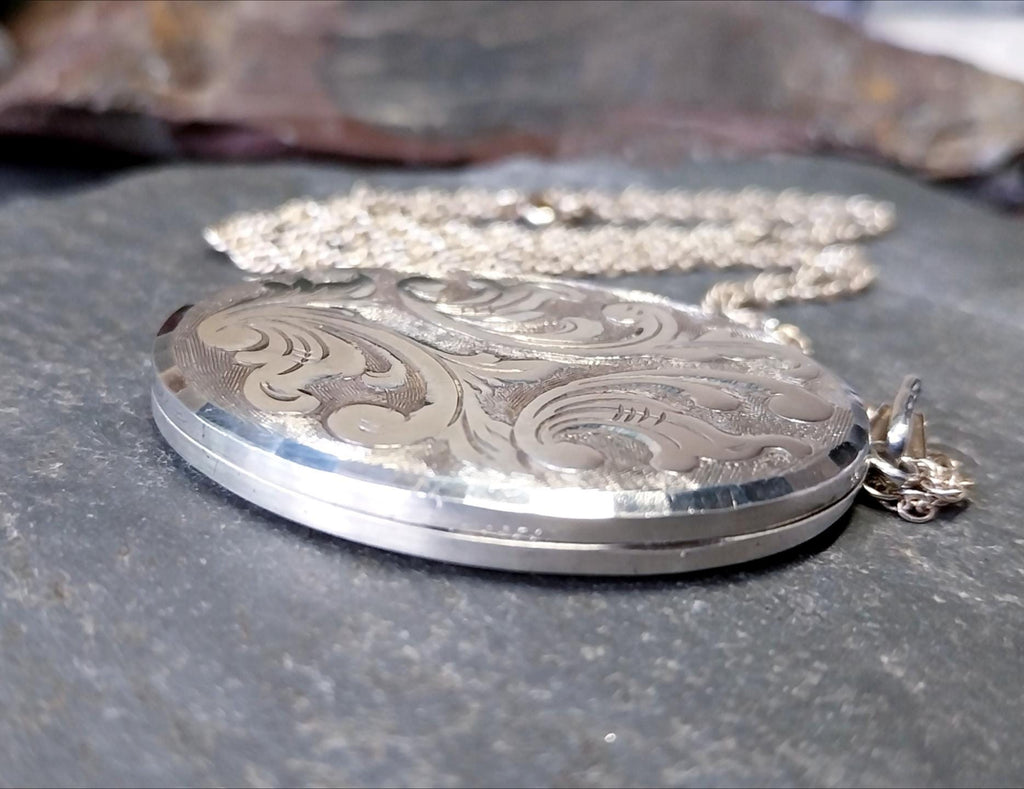 Huge Georg Jensen SILVER LOCKET Necklace, Art Deco  20" Chain 1968- 15.1g