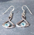 CELTIC Sterling Silver Earrings - with Blue Topaz GemStone - 4g