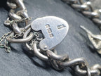 Vintage Silver CHARM BRACELET with 4 Charms and heart padlock clasp - 29.1g
