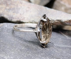 Vintage Sterling SILVER RING with Smoky Quartz - uk size O (us 7) - 2.2g
