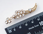 Vintage SHAMROCK Clover Brooch - Gold Tone with Clear Paste Stones