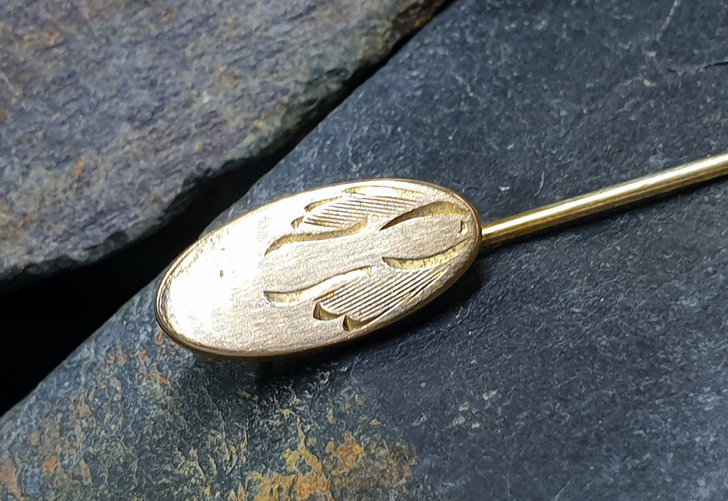 Vintage GOLD Fronted STICK PIN  - Hat or Tie  - 1.4g