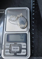 Vintage SILVER OVAL LOCKET c 1978- Scroll Border 20" Chain - 7g