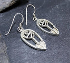 Sterling Silver CELTIC LEAF & ROSE Dangle Earrings -  4.1g