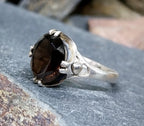 Vintage SILVER RING with Smoky Quartz - uk size L (us 5.75) - 2.2g