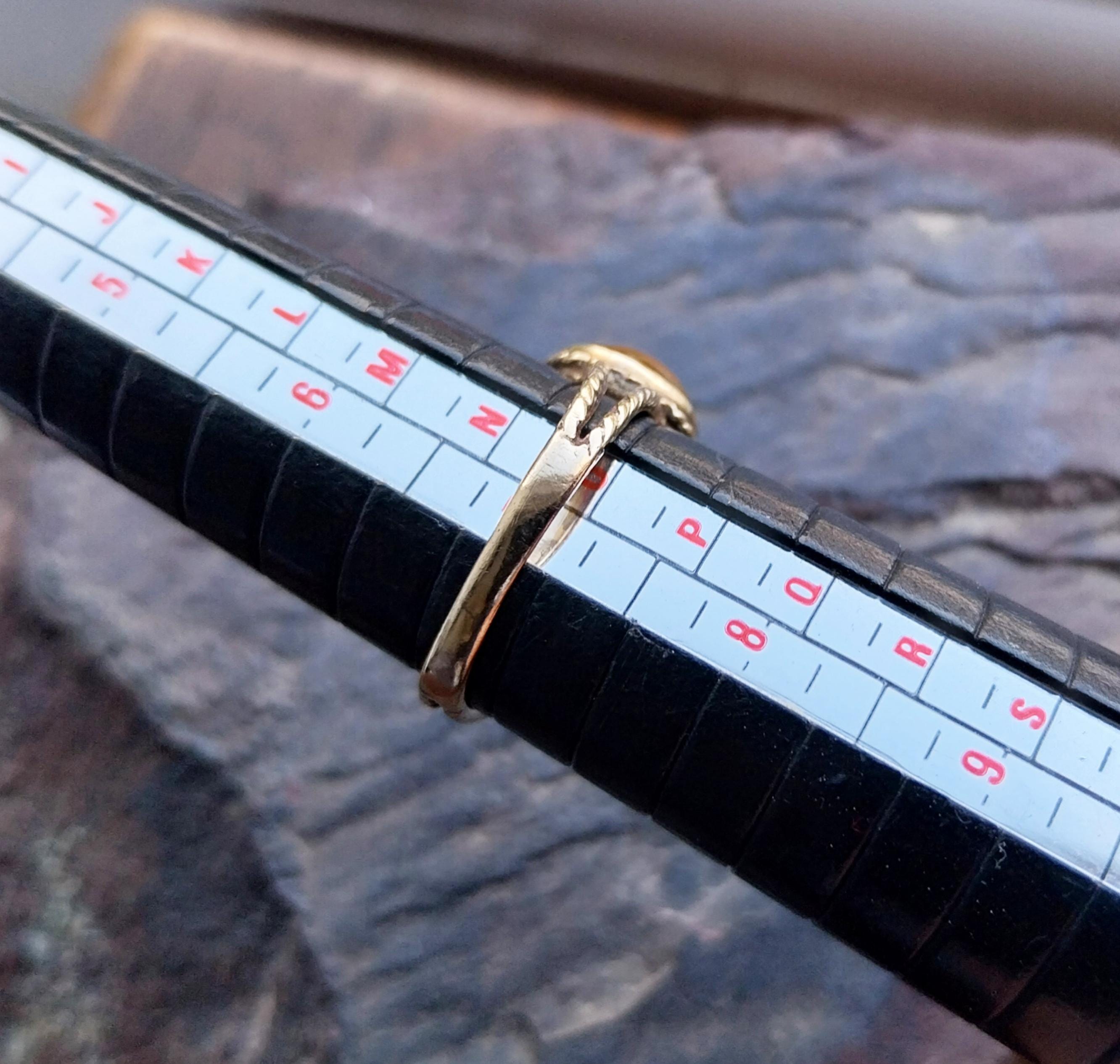 Vintage 9ct GOLD Triple Tigers Eye Ring - Size uk O (us 7) - 3.1g