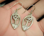 Sterling Silver CELTIC LEAF & ROSE Dangle Earrings -  4.1g