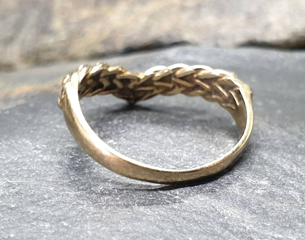 Vintage 9ct GOLD WISHBONE KEEPERS Ring - uk size N (us 6.5) - 1.9g