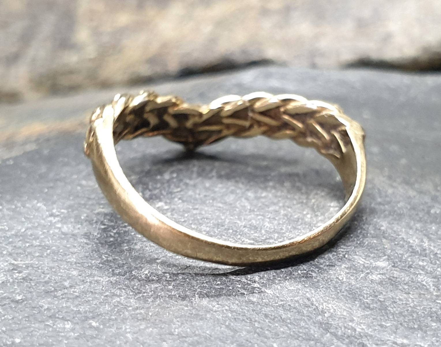 Vintage 9ct GOLD WISHBONE KEEPERS Ring - uk size N (us 6.5) - 1.9g