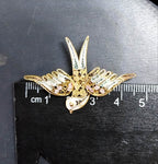 Antique SWALLOW BROOCH Filigree Wire work - Continental Pin - 4.4g