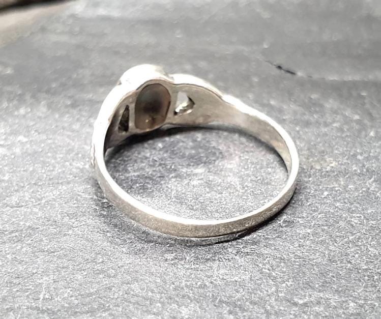 SILVER CELTIC RING - with Turquoise stone 925 Sterling Band - Small Size J (us size 4.5)