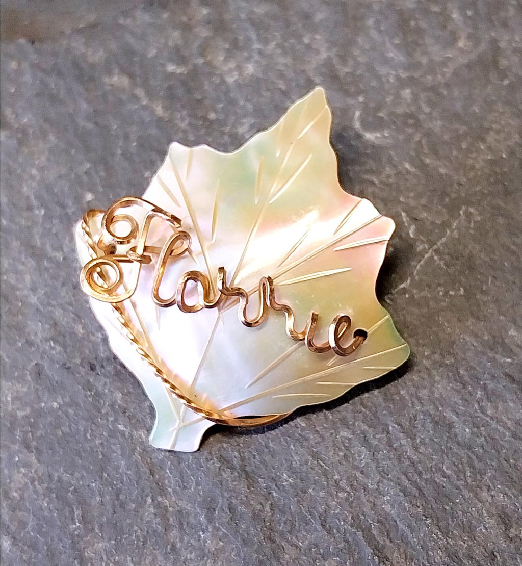 Antique Name BROOCH - Mother of Pearl with Florence