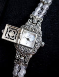 Chateau Sterling Silver Bracelet WATCH with Marcasite Opening Front 18cm - 27.8g