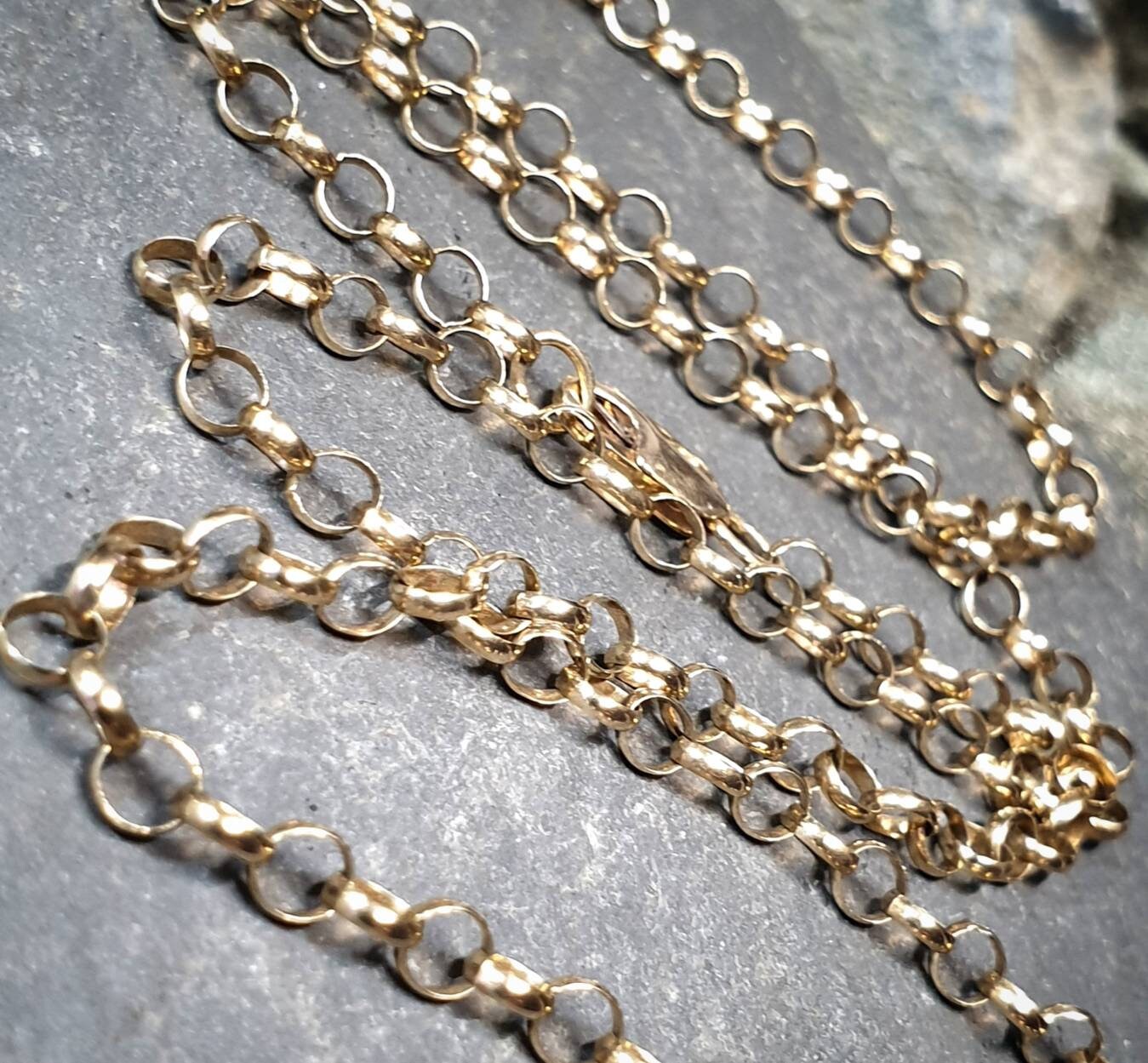 Vintage 9ct GOLD ROLO BELCHER Chain Necklace, 23.5" Long  Hallmarked - 7.3g