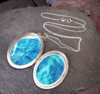 Sterling SILVER LOCKET - with Large Oval Rope Border on 20" Chain - 13g