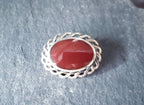 Vintage Sterling Silver Vibrant red Carnelian Brooch - 5.6g