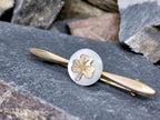 Vintage Three Leaf Clover Brooch -  on Mother of Pearl - 1.9g