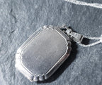 Vintage Silver OCTAGONAL LOCKET - 2 flowers  on 18" Chain - 8.7g