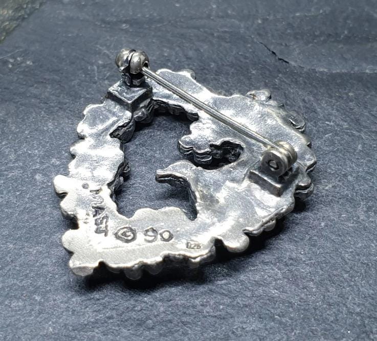 Vintage Sterling Silver HUMMINGBIRD BIRD Brooch - 6g