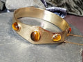 Vintage 12ct Rolled Gold Tigers Eye BANGLE Bracelet - Excalibur - 24.2g