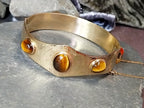 Vintage 12ct Rolled Gold Tigers Eye BANGLE Bracelet - Excalibur - 24.2g