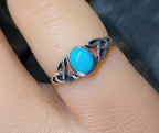 SILVER CELTIC RING - with Turquoise stone 925 Sterling Band - Small Size J (us size 4.5)