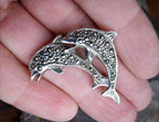Vintage Sterling Silver Dolphin BROOCH  - Pin 5.9g